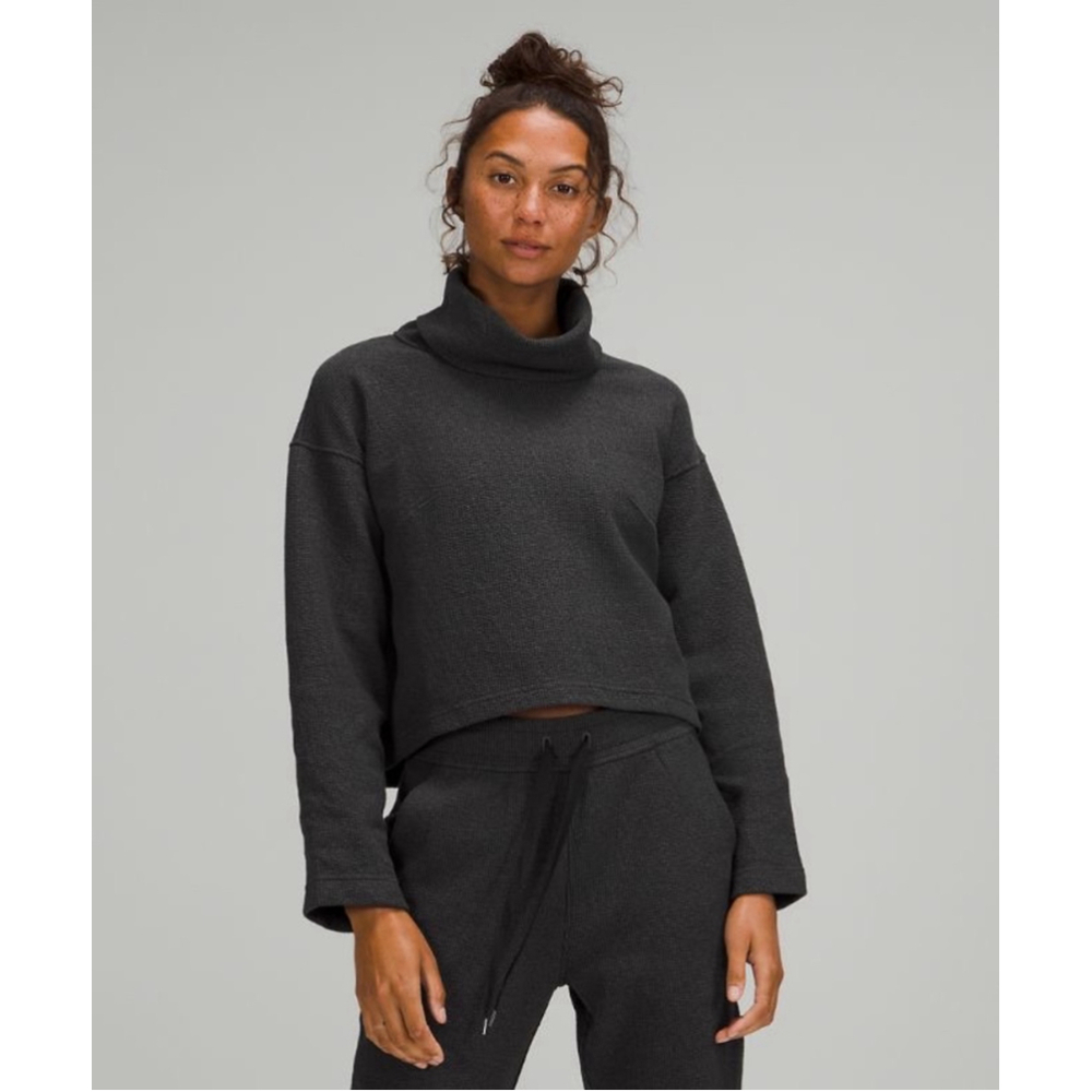 LULULEMON Ribbed Funnel Neck Pullover Cotton Blend Cropped Size M/L
